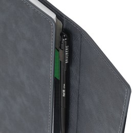 Тетрадь на кольцах А5, 180х220 мм, 120 л., под кожу, клапан, разделители, BRAUBERG SMART, серый, 405250