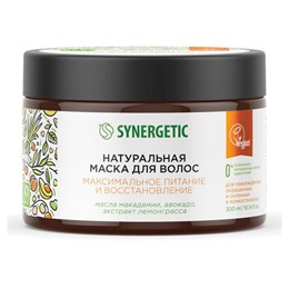 Маска для волос 300 мл, SYNERGETIC "Максимальное питание и восстановление", натуральная, 701802