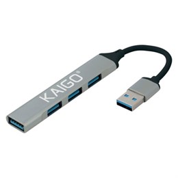 Хаб-разветвитель KG-088, USB-A 3.2, высокоскоростной, 4 в 1, 1 х USB-A 3.2, 3 x USB-A 2.0, 60 мм, серый, KAIGO (КАЙГО), 355062