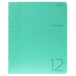 Тетрадь обложка пластик, 12 л., косая линия, HATBER, зеленая, 095818, 12Т5В6