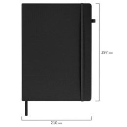 Скетчбук, черная бумага 140 г/м2, 210х297 мм, 80 л., КОЖЗАМ, резинка, карман, BRAUBERG ART CLASSIC, черный, 113206