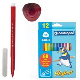 Фломастеры 12 ЦВЕТОВ CENTROPEN "Just Perfect", смываемые, устойчивы к высыханию, 2510/12KK, 725101201
