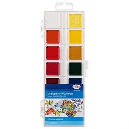 Краски акварельные ГАММА "Классическая", 14 цветов, медовая, пластиковая коробка, европодвес, 1009195