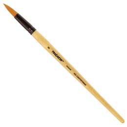 Кисть ПИФАГОР, СИНТЕТИКА, круглая, № 8, деревянная лакированная ручка, с колпачком, пакет с подвесом, 200848