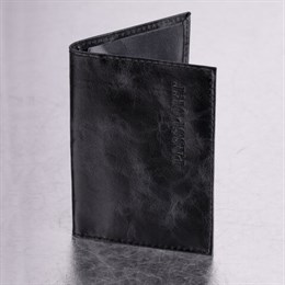 Обложка для паспорта натуральная кожа пулап, "Passport", кожаные карманы, черная, BRAUBERG, 238198