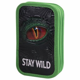 Пенал ЮНЛАНДИЯ, 2 отделение, ламинированный картон, 19х11 см, "Stay wild", 270889