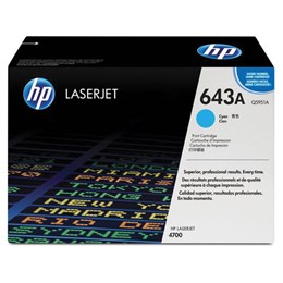 Картридж лазерный HP (Q5951A) ColorLaserJet 4700, №643A, голубой, оригинальный, ресурс 10000 страниц