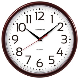 Часы настенные TROYKATIME (TROYKA) 91931912, круг, белые, коричневая рамка, 23х23х4 см