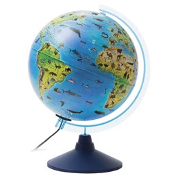 Глобус зоогеографический GLOBEN "Классик Евро", диаметр 250 мм, с подсветкой, детский, Ке012500270