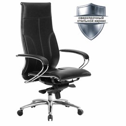 Кресло офисное МЕТТА "SAMURAI" Lux, экокожа, регулируемое сиденье, черное
