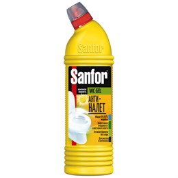 Средство для уборки туалета 750 г, SANFOR WC gel (Санфор гель) "Лимонная свежесть", 1550