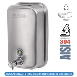 Дозатор для жидкого мыла LAIMA PROFESSIONAL INOX (гарантия 3 года), 1 л, нержавеющая сталь, матовый, 605395