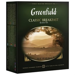 Чай GREENFIELD "Classic Breakfast" черный, 100 пакетиков в конвертах по 2 г, 0582