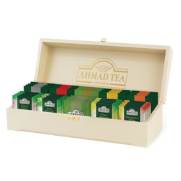 Чай AHMAD ассорти 10 вкусов в деревянной шкатулке, НАБОР 100 пакетов, Z583-2