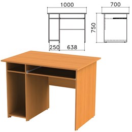 Стол компьютерный "Фея", 1000х700х750 мм, с тумбой, цвет орех милан, СФ05.5