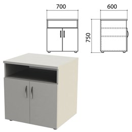 Тумба для оргтехники "Этюд", 700х600х750 мм, 2 двери, полка, серый, 400020-03