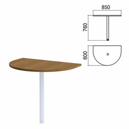 Стол приставной полукруг "Арго", 850х600 мм, БЕЗ ОПОРЫ, орех
