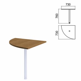Стол приставной угловой "Арго", 730х730 мм, БЕЗ ОПОРЫ, орех