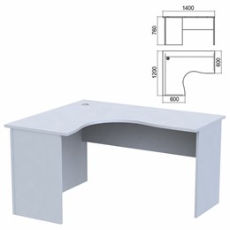 Стол компактный "Арго", 1400х1200х760 мм, левый, серый (КОМПЛЕКТ)
