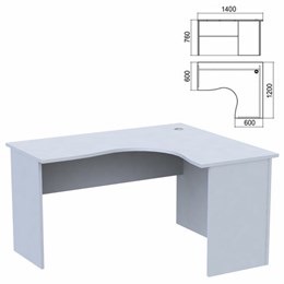 Стол компактный "Арго", 1400х1200х760 мм, правый, серый (КОМПЛЕКТ)