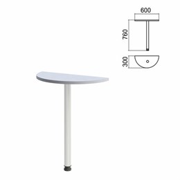 Стол приставной полукруг "Арго", 600х300х760 мм, серый/опора хром (КОМПЛЕКТ)