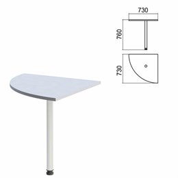 Стол приставной угловой "Арго", 730х730х760 мм, серый/опора хром (КОМПЛЕКТ)