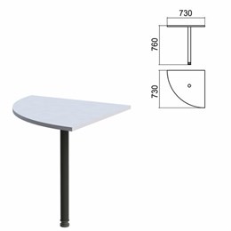 Стол приставной угловой "Арго", 730х730х760 мм, серый/опора черная (КОМПЛЕКТ)