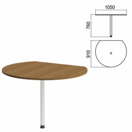 Стол приставной полукруг "Арго", 1050х910х760 мм, орех/опора хром (КОМПЛЕКТ)