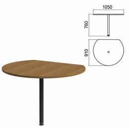 Стол приставной полукруг "Арго", 1050х910х760 мм, орех/опора черная (КОМПЛЕКТ)