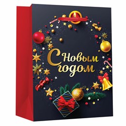 Пакет подарочный (1 штука) новогодний 11x6x15 см, ЗОЛОТАЯ СКАЗКА "New Year", фольга, 608228