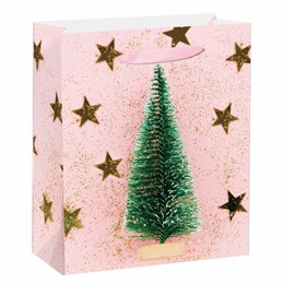 Пакет подарочный (1 штука) новогодний 18x10x23 см, ЗОЛОТАЯ СКАЗКА "Pink Ivory", фольга, 608234