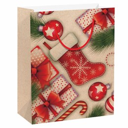 Пакет подарочный (1 штука) новогодний 18x10x23 см, ЗОЛОТАЯ СКАЗКА "Christmas Kraft", глиттер, 608235