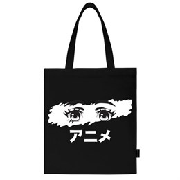 Сумка-шоппер BRAUBERG, канвас, 40х35 см, черный, "Anime eyes", 271897