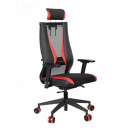 Кресло компьютерное МЕТТА "ErgoLife" 10 B2-170D, 2D-подголовник, экокожа/сетка, черное/красное