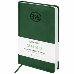 Ежедневник датированный 2025, А5, 138x213 мм, BRAUBERG "Favorite", под кожу, зеленый, 115763