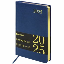 Ежедневник датированный 2025, А5, 138x213 мм, BRAUBERG "Iguana", под кожу, синий, 115781