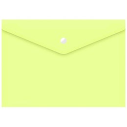 Папка-конверт с кнопкой, "Консул" А4, до 100 листов, матовая, светло-желтая, 0,15 мм