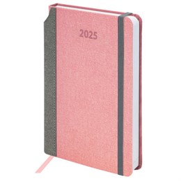 Ежедневник датированный 2025 А5 138x213 мм, BRAUBERG "Mosaic", под кожу, карман для ручки, резинка-фиксатор, розовый, 115839