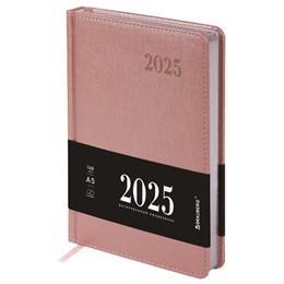 Ежедневник датированный 2025, А5, 138х213 мм, BRAUBERG "Impression", под кожу, розовый, 115924