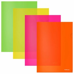 Папка-уголок ERICH KRAUSE "Glossy Neon", ассорти, 0,18 мм, 50159
