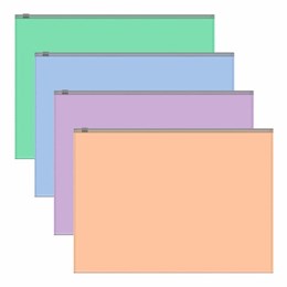 Папка-конверт на молнии ERICH KRAUSE "Matt Pastel Bloom" А4 (334х246 мм), ассорти, 0,18 мм, 61169