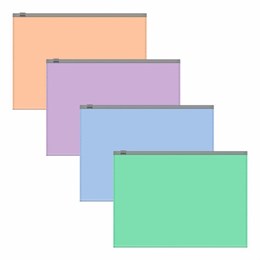 Папка-конверт на молнии ERICH KRAUSE "Matt Pastel Bloom" А5+ (250х180 мм), ассорти, 0,18 мм, 61170