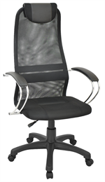 Кресло офисное Элегия L1, ткань-сетка/кожзам, черное