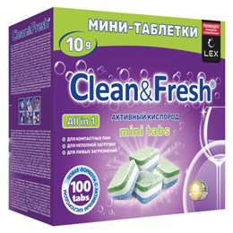 Таблетки для посудомоечных машин 100шт CLEAN&FRESH All IN 1 MINI TABS, ш/к 11434, Cd13100m