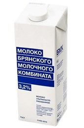 Молоко Брянский молочный комбинат ультрапастеризованное 3.2%, 975мл