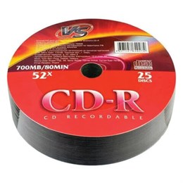 Диски CD-R VS, 700 Мб, 52x, Bulk (термоусадка без шпиля), КОМПЛЕКТ 25 шт., VSCDRSH2501