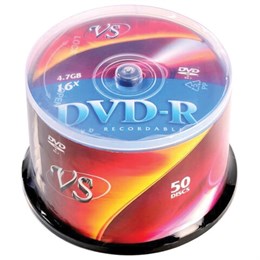 Диски DVD-R VS, 4,7 Гб, 16x, Cake Box (упаковка на шпиле), КОМПЛЕКТ 50 шт., VSDVDRCB5001