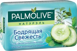 Мыло туалетное 90 г PALMOLIVE (ПАЛМОЛИВ) "Нежное", "Бодрящая свежесть" с экстрактами зеленого чая и огурца