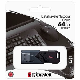 Флеш-диск 64GB KINGSTON DataTraveler Exodia Onyx, разъем USB 3.2, черный, DTXON/64GB