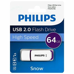 Флеш-диск 64GB PHILIPS SNOW, разъем USB 2.0, фиолетовый, FM64FD70B/97